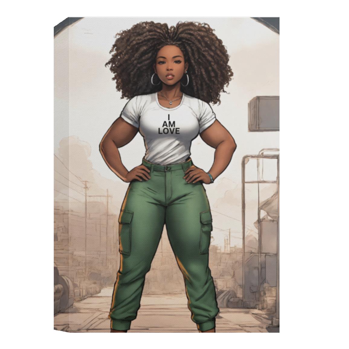 Standing in Business Black Woman Deluxe Portrait Canvas